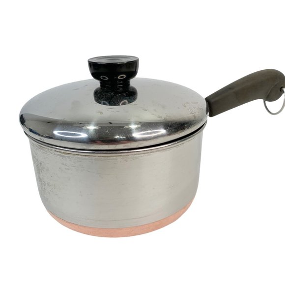 Revere Ware 1.5 Quart Sauce Pan With Lid Vintage Copper Clad Bottom Rome NY - Picture 2 of 11